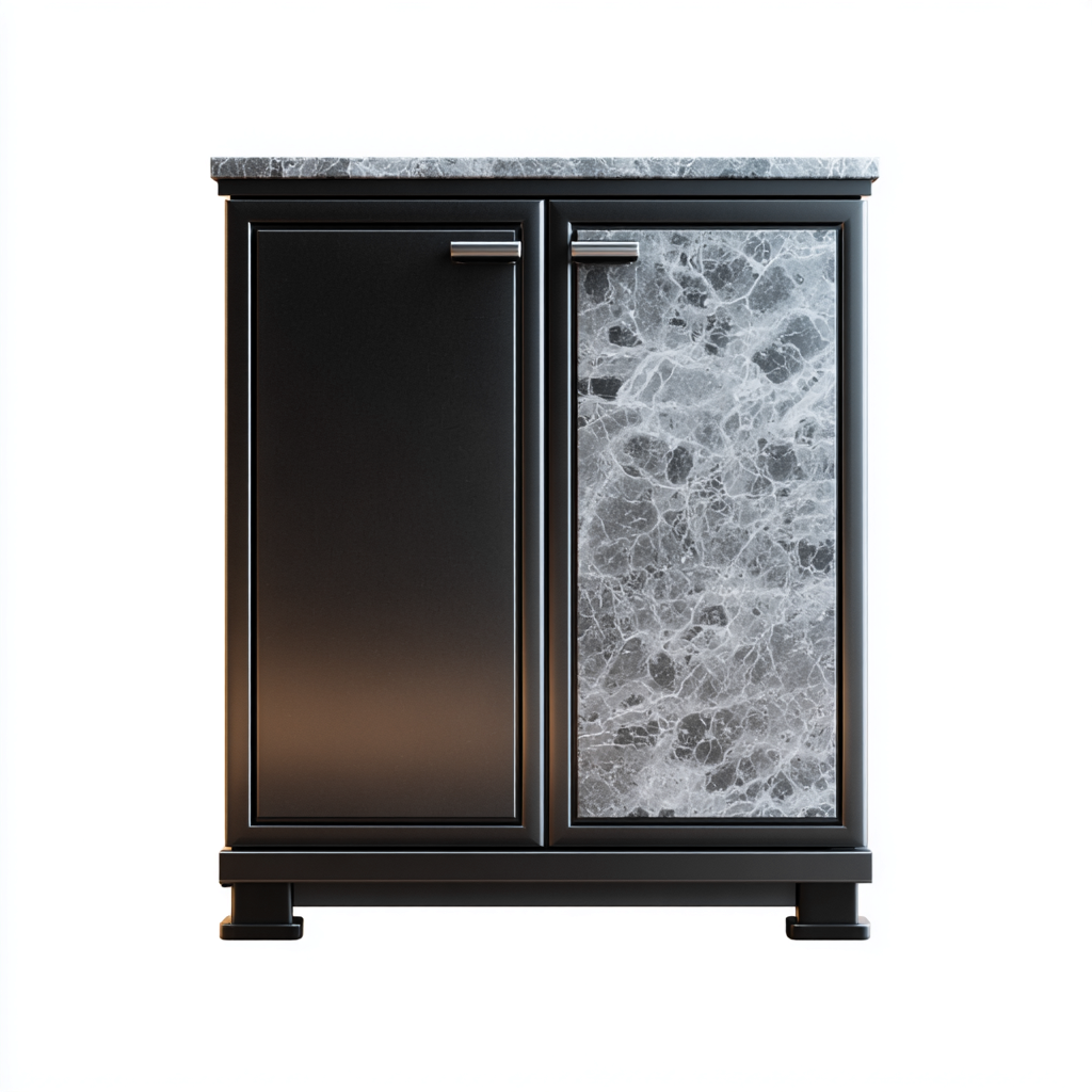 Meuble à chaussures - bois - imitation marbre - 70x35x85 cm - noir-gris - style moderne-Nestleify