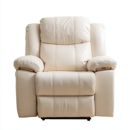Fauteuil relax inclinable - cuir synthétique - 102x96x111 cm - beige - style moderne-Nestleify