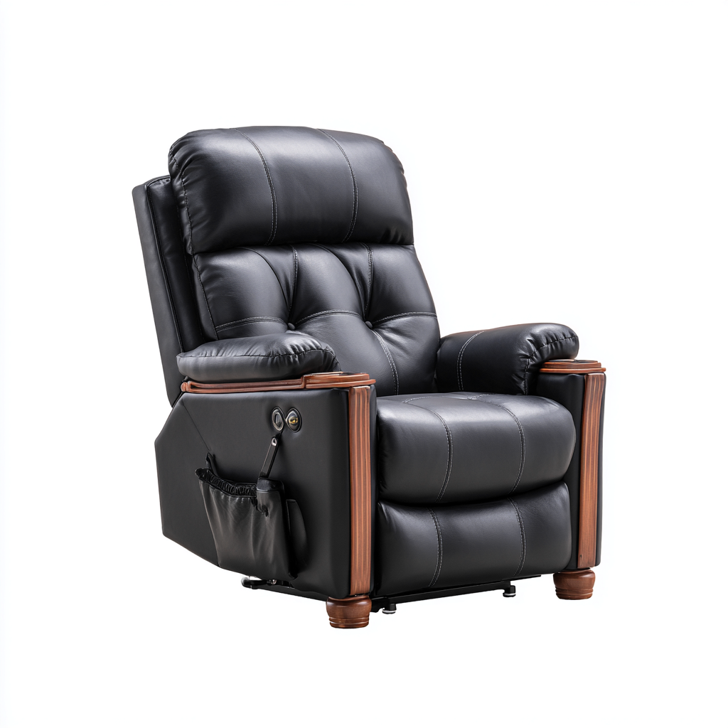 Fauteuil relax inclinable - cuir synthétique - 103x95x112 cm - noir - style classique-Nestleify
