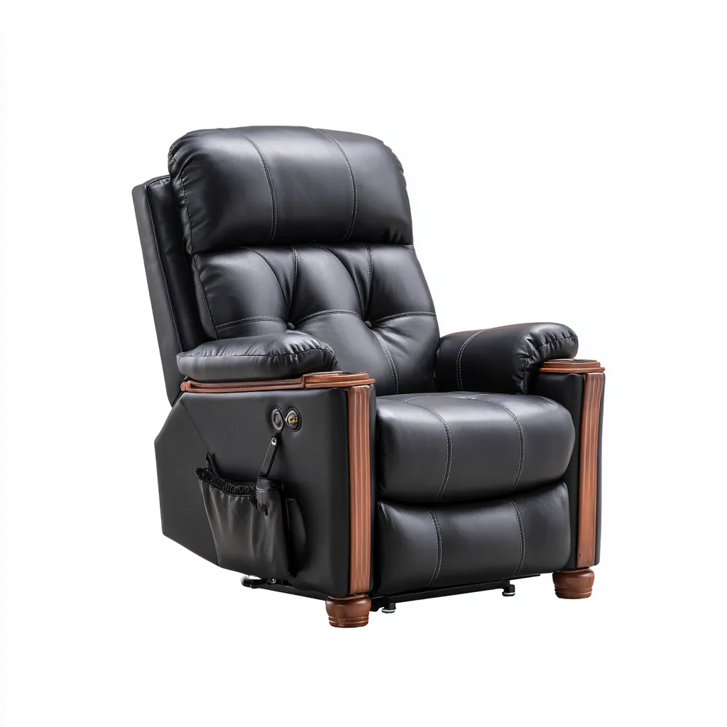 Fauteuil relax inclinable - cuir synthétique - 103x95x112 cm - noir - style classique-Nestleify