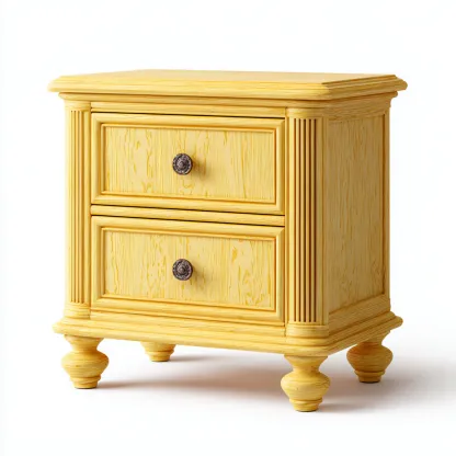 Table de chevet - bois sculpté-MDF - 52x40x60 cm - jaune - style européen classique-Nestleify