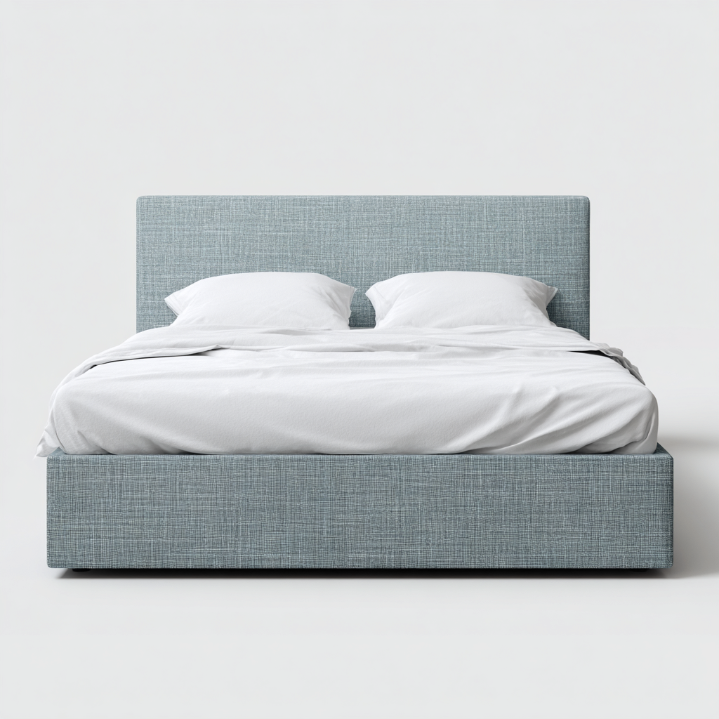 Lit double - tissu - 200x160x100 cm - bleu clair - design moderne-Nestleify
