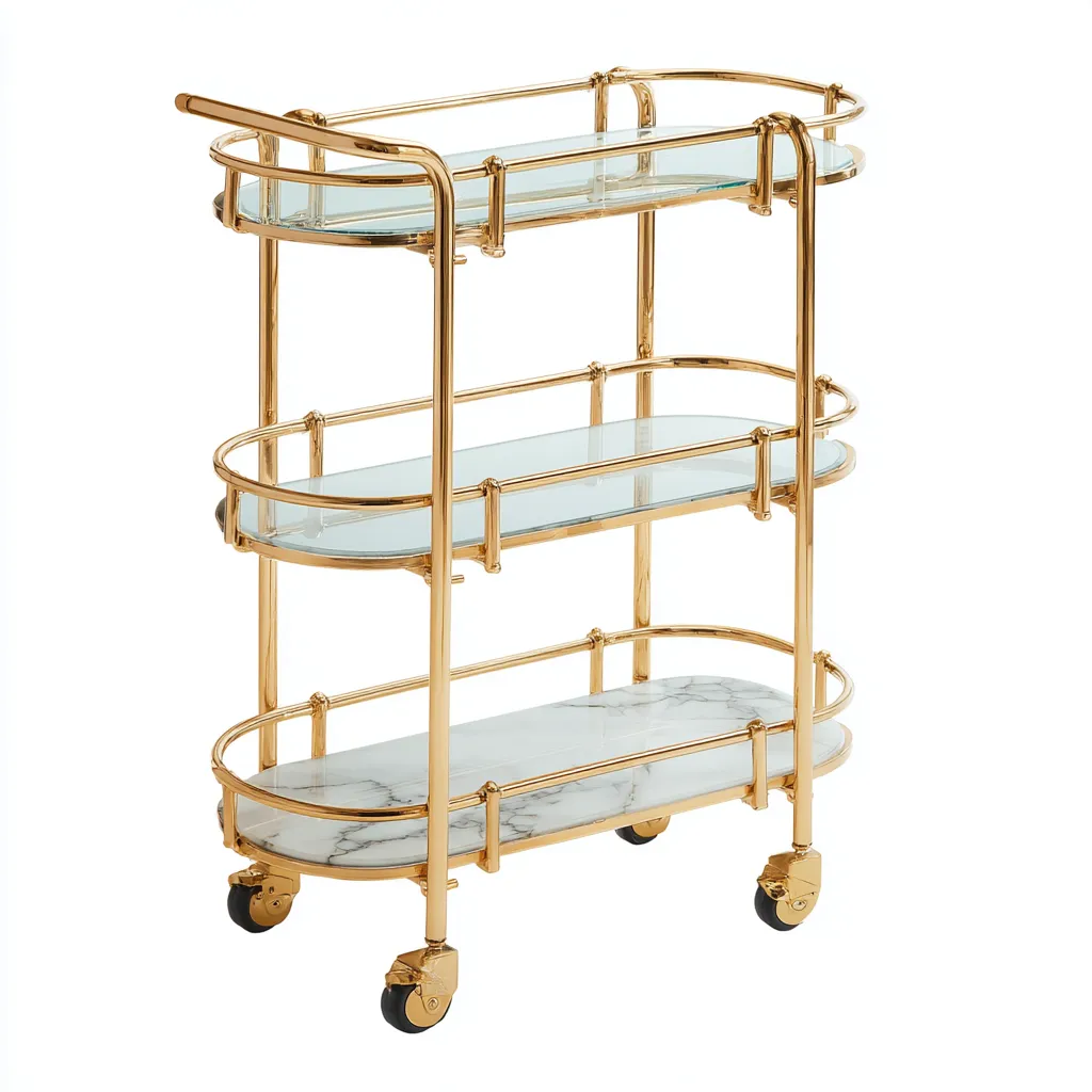 Dessertes et chariots - metal-glass-marble - 72x36x89 cm - doré - modern luxe-Nestleify