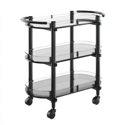 Dessertes et chariots - métal-verre - 82x42x88 cm - noir - design moderne-Nestleify