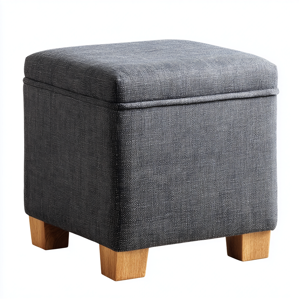 Pouf - tissu - 36x36x42 cm - gris foncé - style moderne-Nestleify