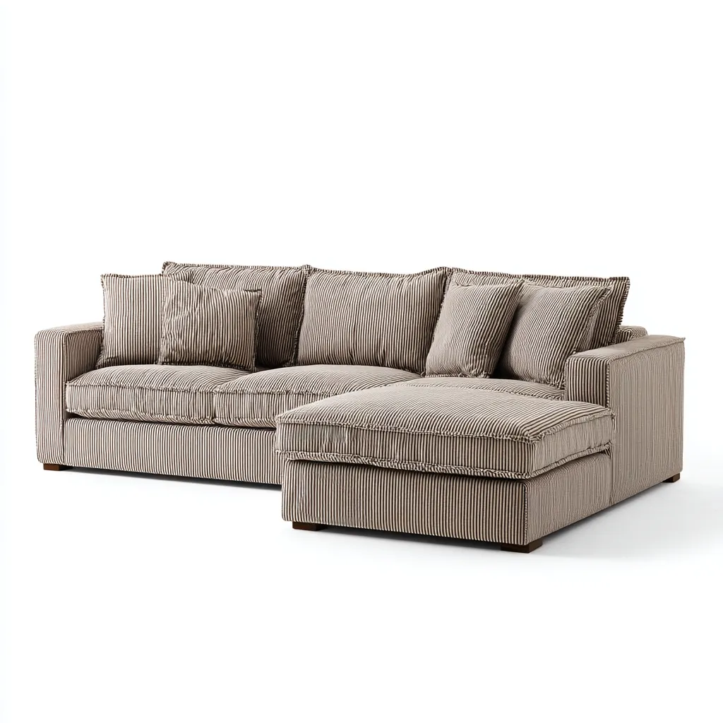 Canapé d'angle - tissu - 255x165x88 cm - beige - design contemporain-Nestleify