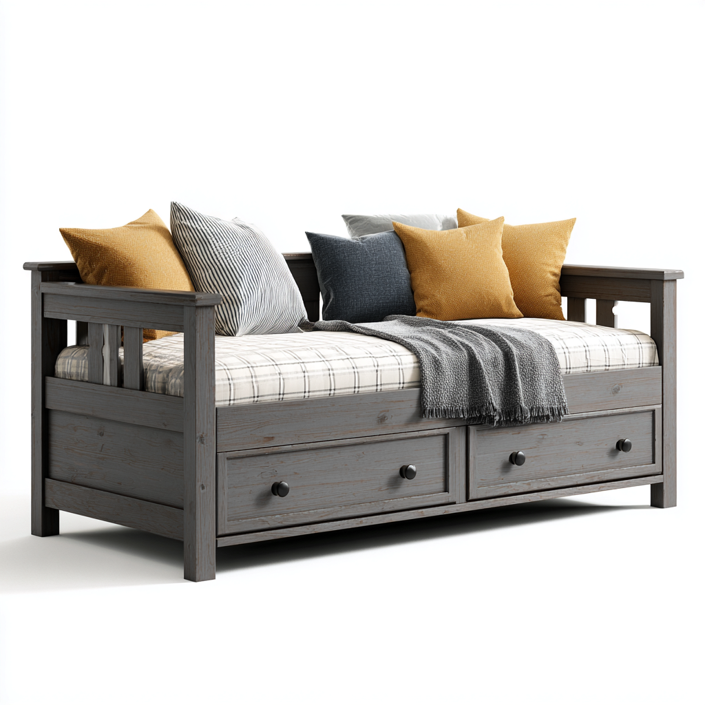 Canapé-lit - bois massif - 208x97x92 cm - gris - style rustique-Nestleify