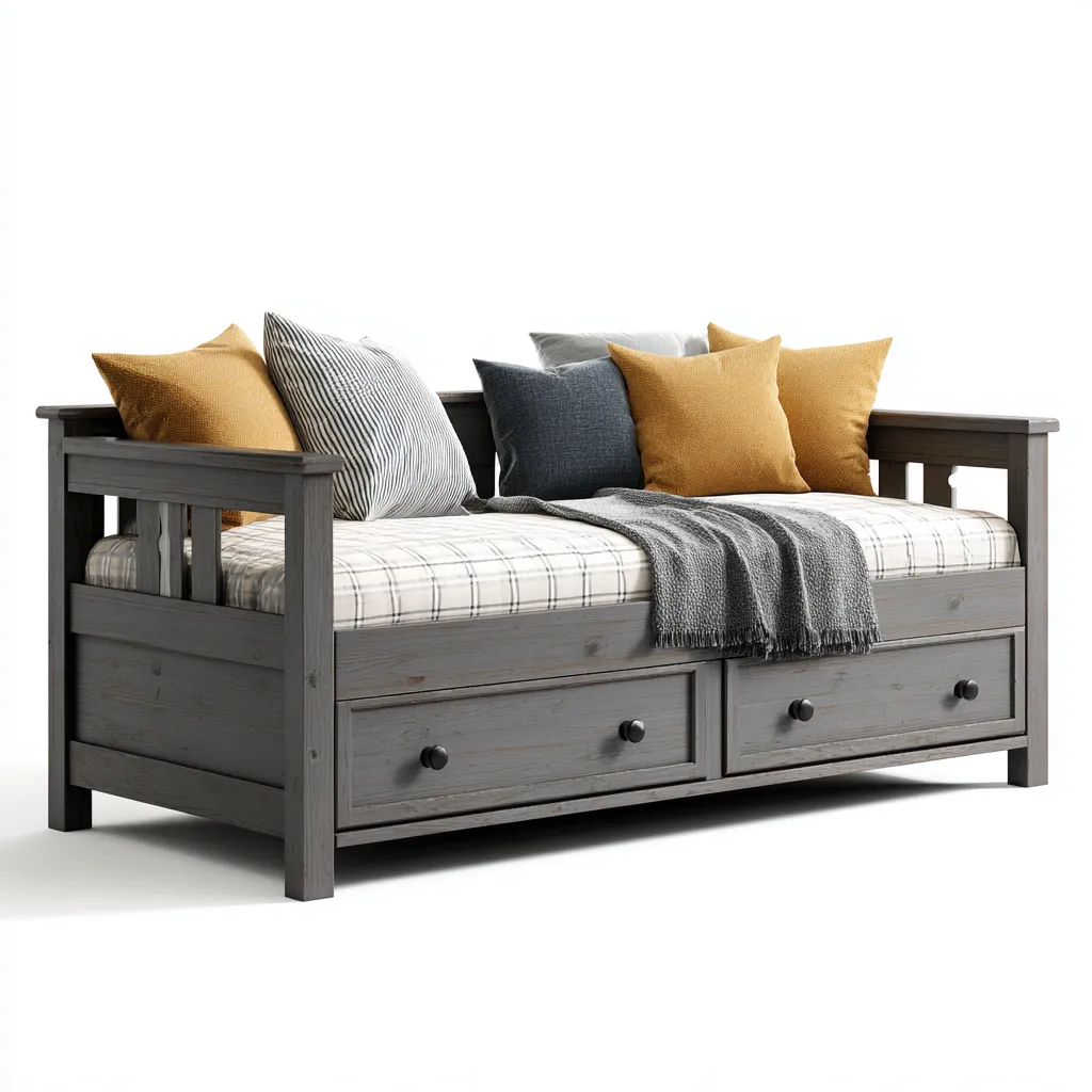 Canapé-lit - bois massif - 208x97x92 cm - gris - style rustique-Nestleify