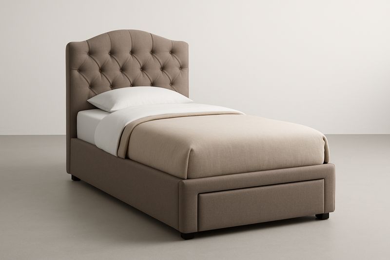 Letto Singolo in Tessuto Marrone 200x100x120 cm-Verdalorie