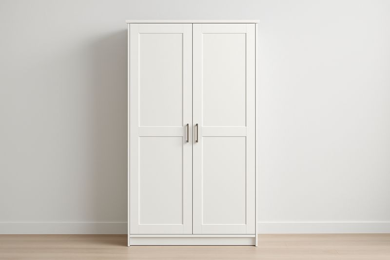 Armadio in MDF Bianco Opaco 100×50×180 cm con 2 Ante a Battente e Maniglie in Acciaio Inox – Montaggio Richiesto-Verdalorie