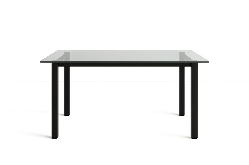 Tavolo in Vetro Temperato 120×80×75 cm con Gambe in Acciaio Nero – Colore Trasparente/Nero-Verdalorie