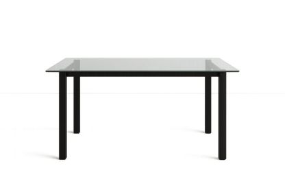 Tavolo in Vetro Temperato 120×80×75 cm con Gambe in Acciaio Nero – Colore Trasparente/Nero-Verdalorie