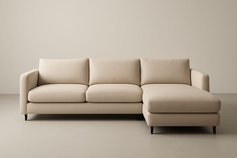 Divano angolare con penisola in tessuto beige-Verdalorie