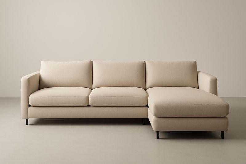 Divano angolare con penisola in tessuto beige-Verdalorie