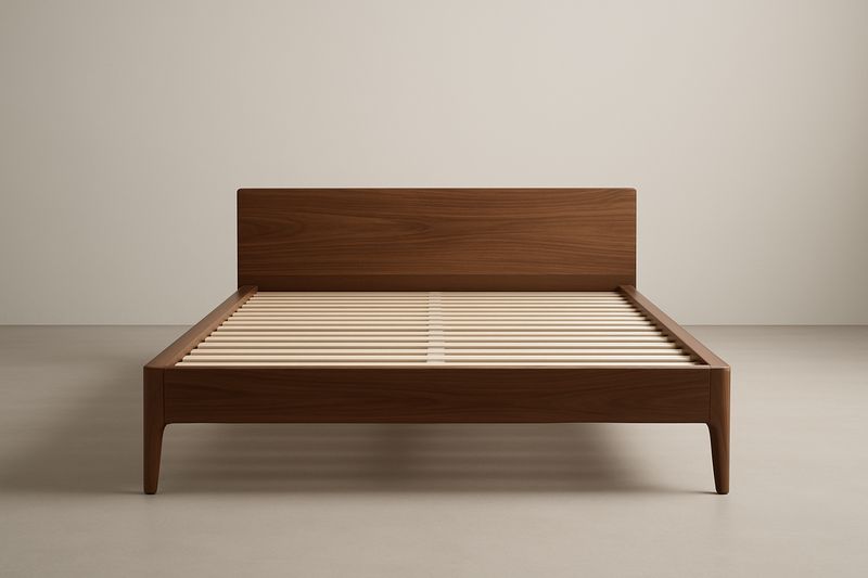 Letto Matrimoniale in Legno Massello di Noce 200×160 cm con Doghe in Betulla, Finitura Verniciata Marrone-Verdalorie