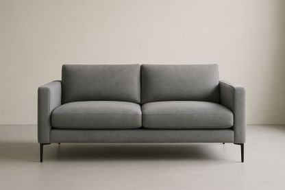 Divano 200×90×85 cm in Acciaio e Tessuto con Imbottitura in Schiuma – Colore Grigio, Cuscini Rimovibili-Verdalorie