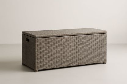 Cassapanca rettangolare in rattan sintetico grigio 120x45x50 cm-Verdalorie