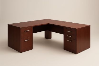 Scrivania angolare a forma di L in legno composito con cassetti-Verdalorie