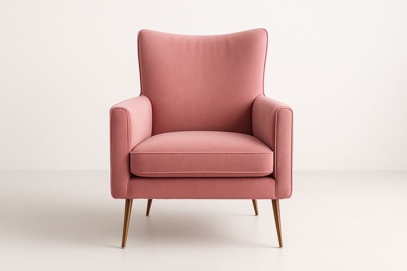 Poltrona in MDF e Tessuto con Gambe in Acciaio 85×90×100 cm – Colore Rosa/Oro-Verdalorie