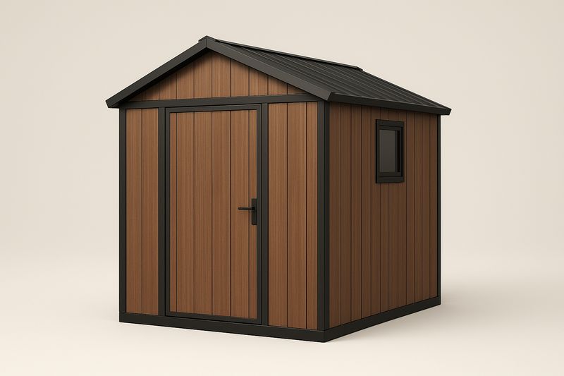 Casetta da Giardino in Legno Marrone con Porta e Finestra-Verdalorie