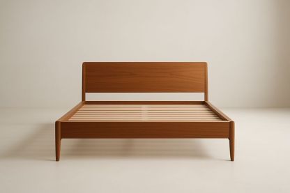 Letto Matrimoniale in Legno Massello di Noce 200×160 cm con Doghe in Betulla, Finitura Poliuretanica Marrone Chiaro-Verdalorie