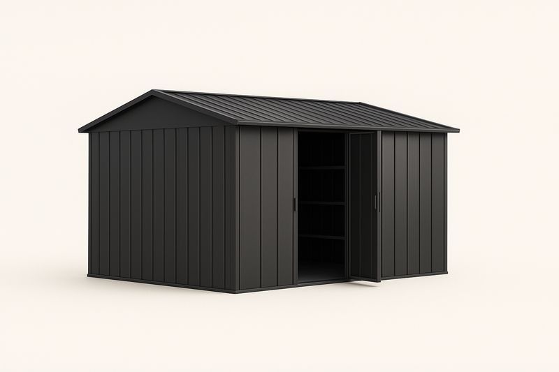 Capanno da giardino in acciaio grigio antracite 300x200x190 cm-Verdalorie