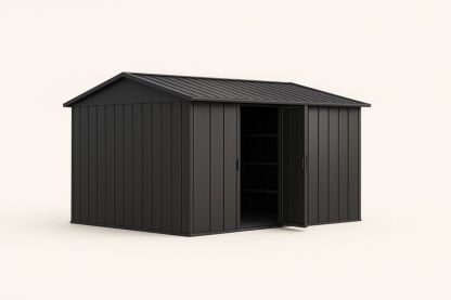 Capanno da giardino in acciaio grigio antracite 300x200x190 cm-Verdalorie