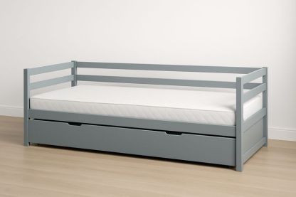 Letto singolo in legno con cassetto estraibile grigio 200x90 cm-Verdalorie