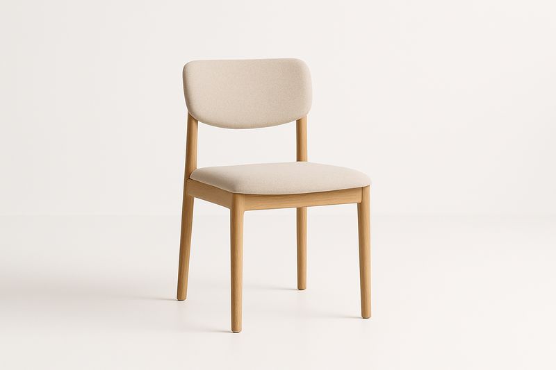 Sedia in Rovere Massello 45×53×82 cm con Seduta e Schienale Imbottiti in Tessuto – Colore Beige-Verdalorie