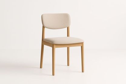 Sedia in Rovere Massello 45×53×82 cm con Seduta e Schienale Imbottiti in Tessuto – Colore Beige-Verdalorie