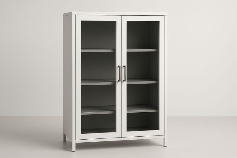 Vetrina 80×40×160 cm in Acciaio e Vetro Temperato – Ante a Battente, Colore Bianco-Verdalorie