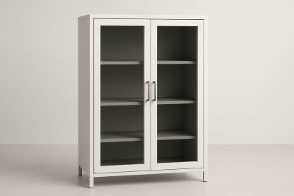 Vetrina 80×40×160 cm in Acciaio e Vetro Temperato – Ante a Battente, Colore Bianco-Verdalorie