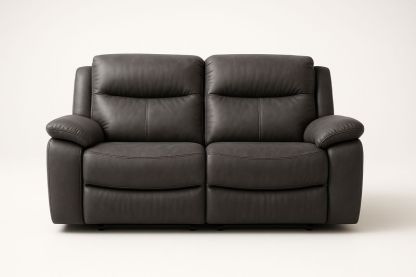 Divano reclinabile due posti in pelle sintetica Grigio 150x90x100 cm-Verdalorie
