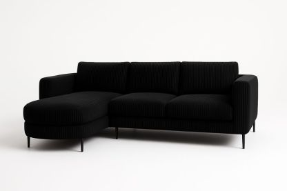 Divano Angolare 230×150×85 cm in Acciaio e Tessuto a Righe con Cuscini Rimovibili – Colore Nero-Verdalorie