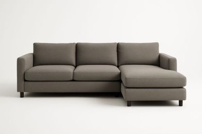Divano angolare in tessuto grigio con chaise longue-Verdalorie