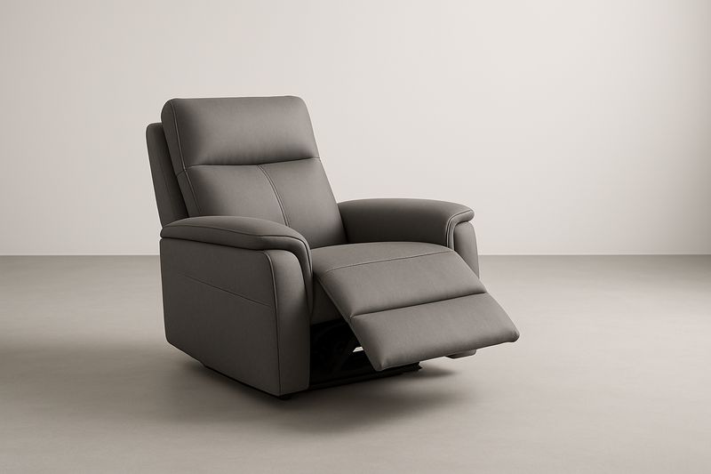 Poltrona Reclinabile in PU e Acciaio 100×80×100 cm – Colore Grigio, Schienale e Poggiapiedi Regolabili-Verdalorie