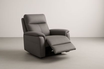 Poltrona Reclinabile in PU e Acciaio 100×80×100 cm – Colore Grigio, Schienale e Poggiapiedi Regolabili-Verdalorie