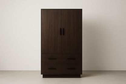 Armadio in Legno Marrone Scuro a Due Ante con Cassetti-Verdalorie