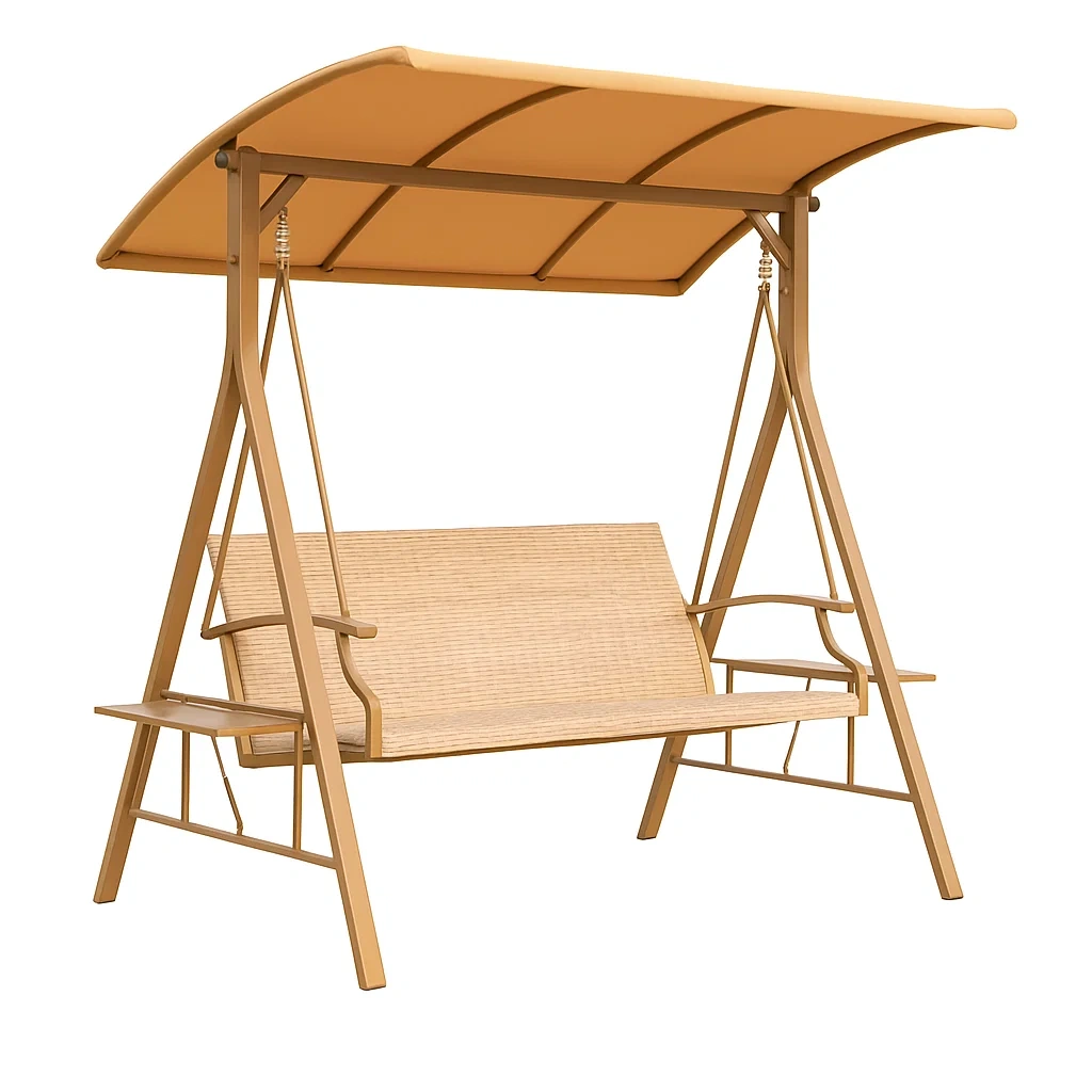 Altalena da Esterno in Metallo con Seduta in Rattan Beige