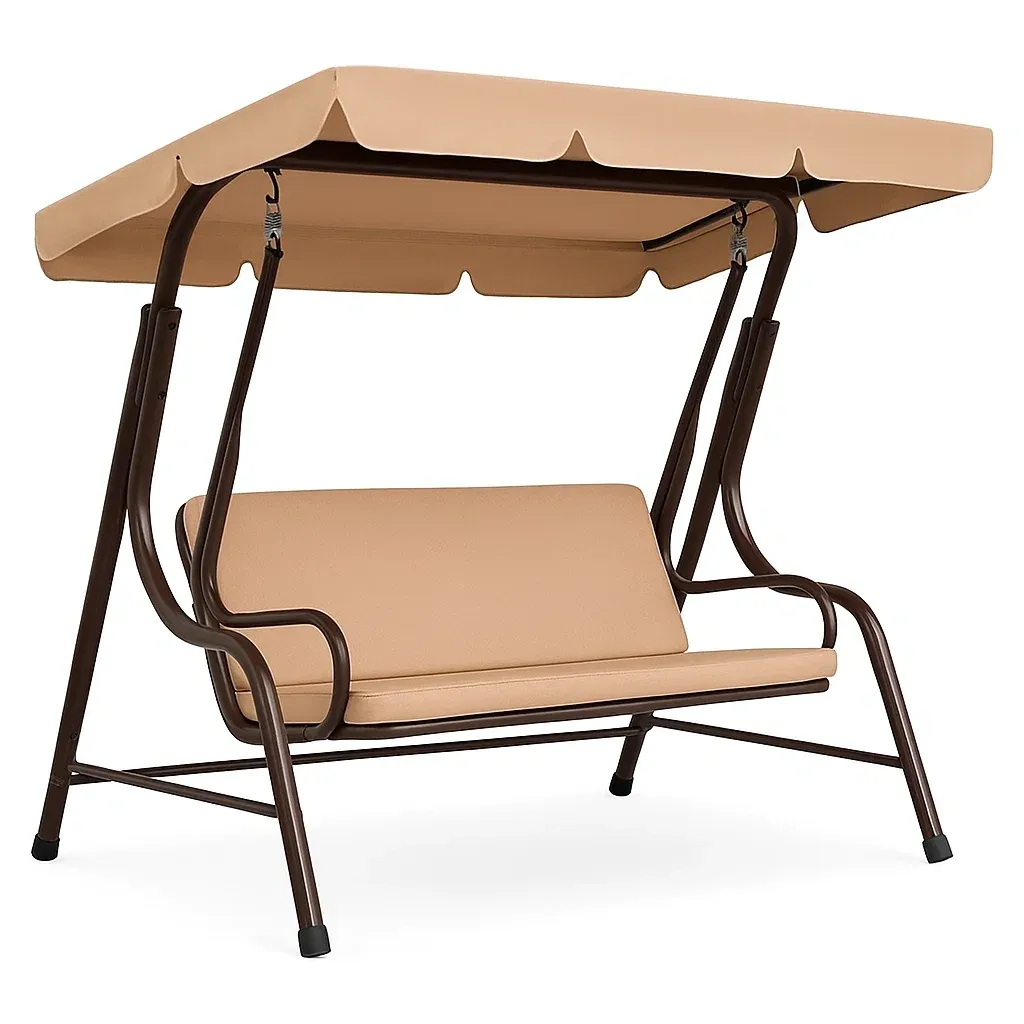 Altalena da Esterno in Acciaio con Cuscini in Poliestere Sabbia