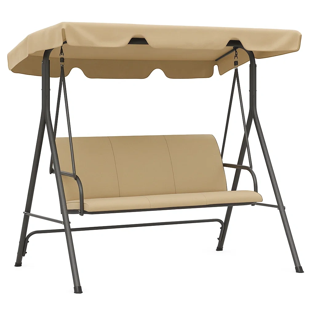 Altalena da Esterno con Struttura in Acciaio e Tessuto Poliestere Beige