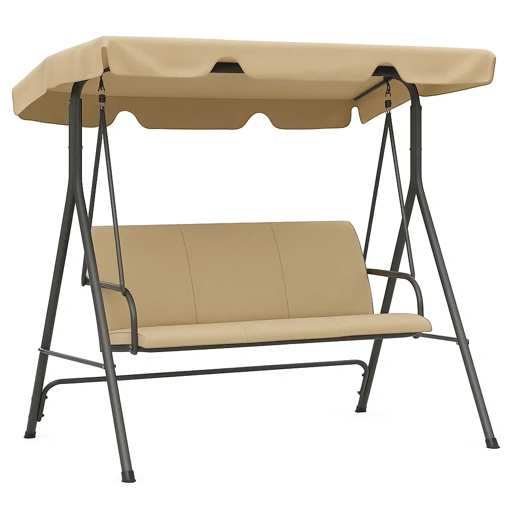 Altalena da Esterno con Struttura in Acciaio e Tessuto Poliestere Beige