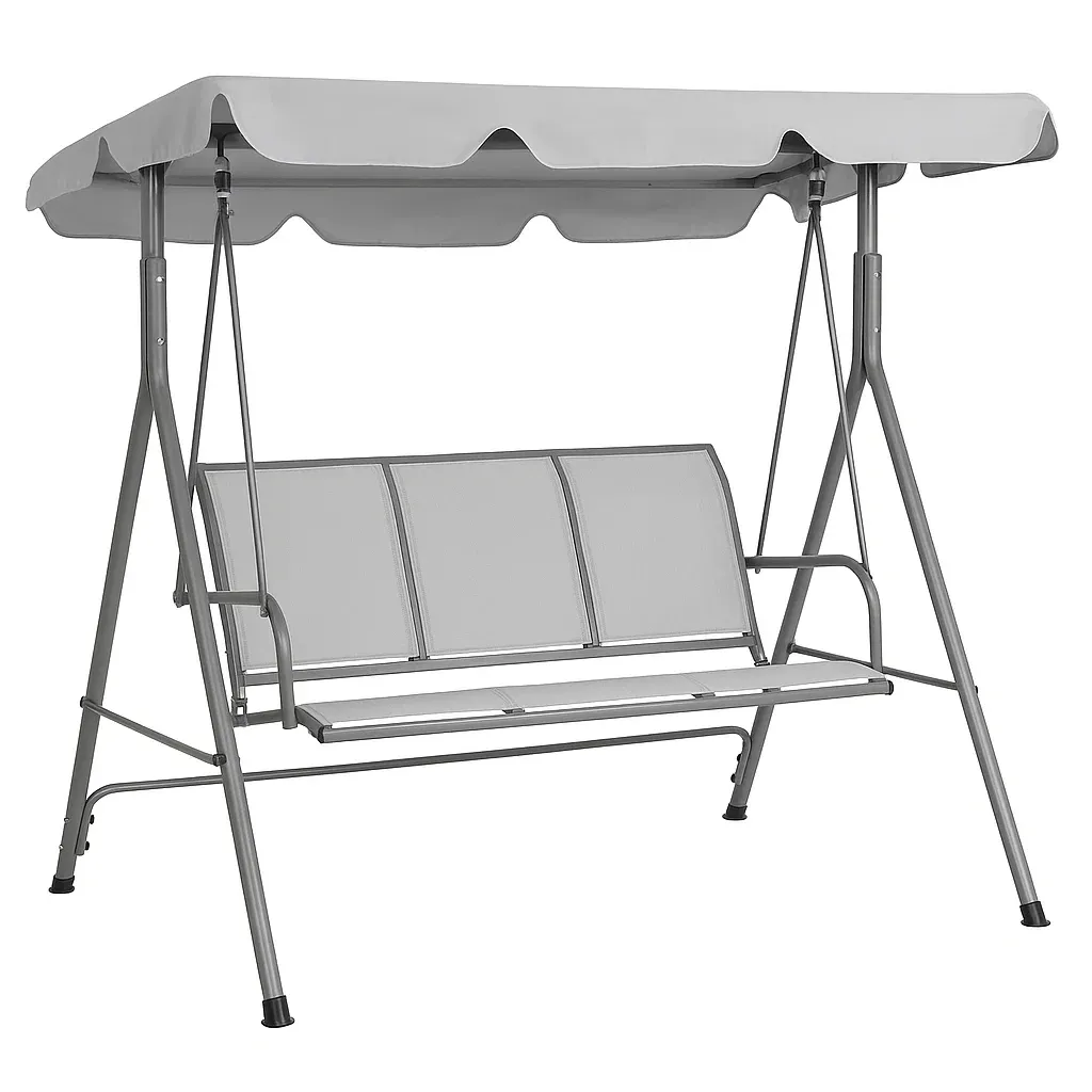 Altalena da Esterno in Metallo e Tessuto Grigio con Tettoia