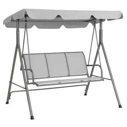 Altalena da Esterno in Metallo e Tessuto Grigio con Tettoia