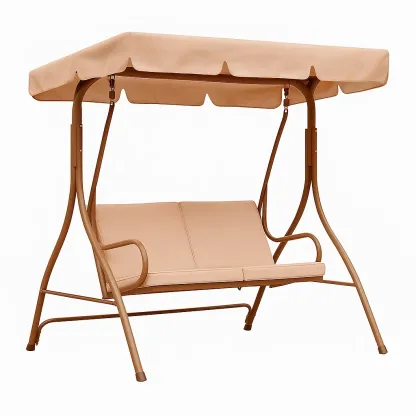 Altalena da Esterno in Acciaio con Tettuccio Beige