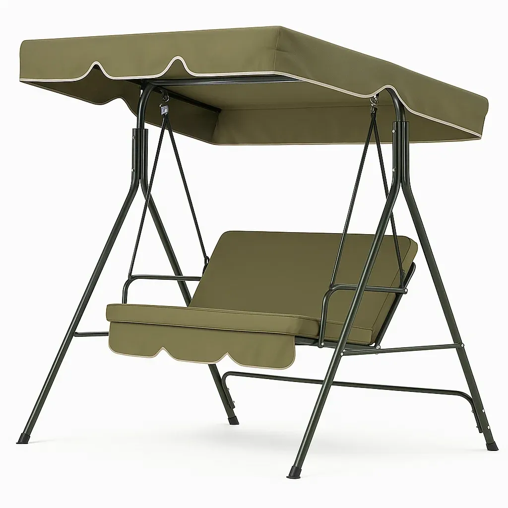 Altalena da Esterno in Acciaio e Poliestere Verde 170×110×153 cm