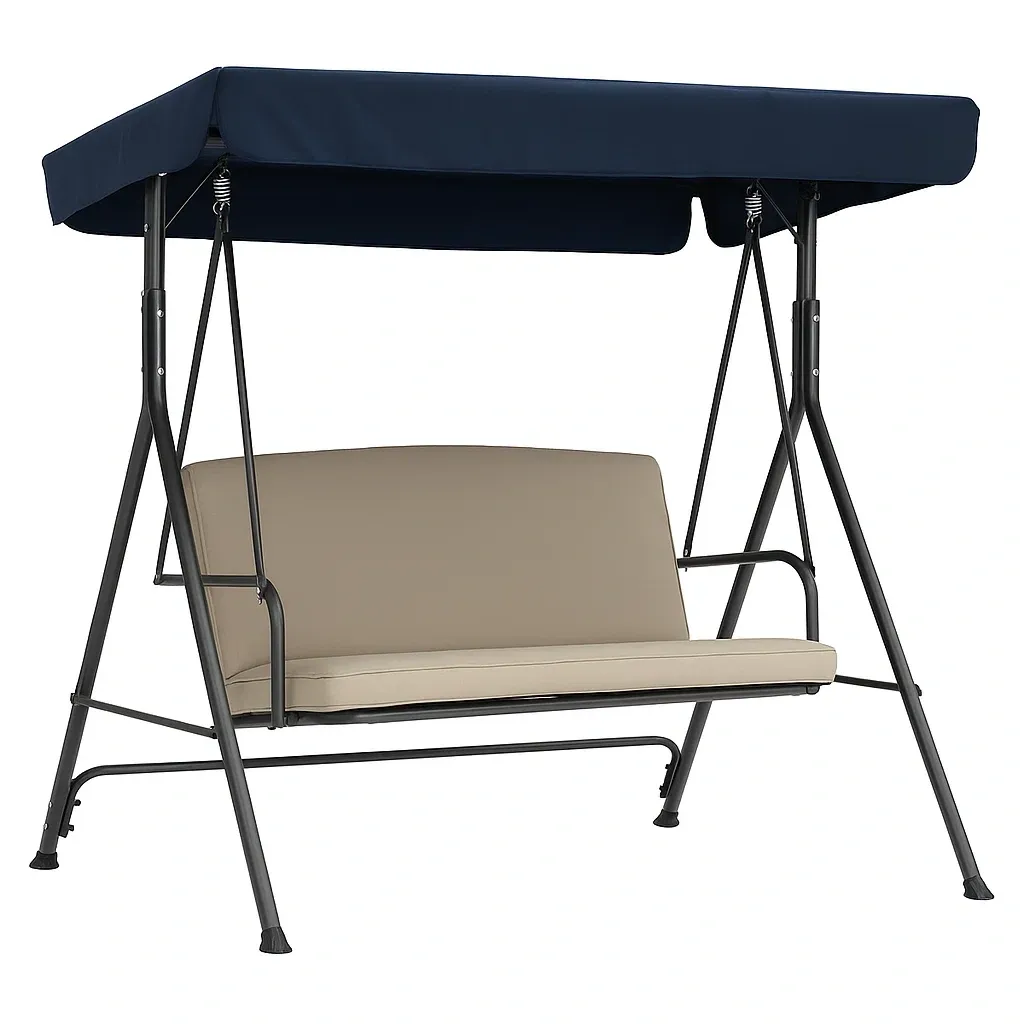 Altalena da Esterno in Metallo e Poliestere Blu Sabbia 195×120×164 cm