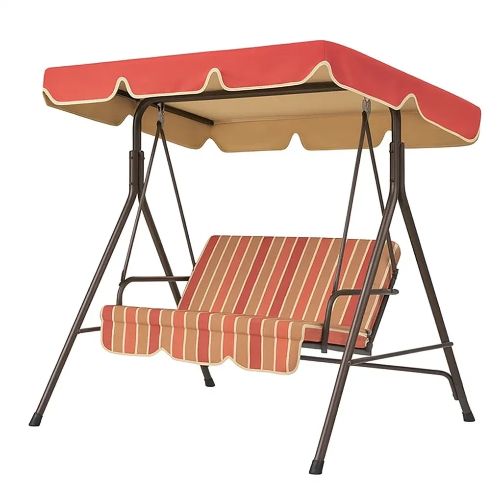 Altalena da Esterno con Struttura in Acciaio e Tessuto in Poliestere Rosso e Beige