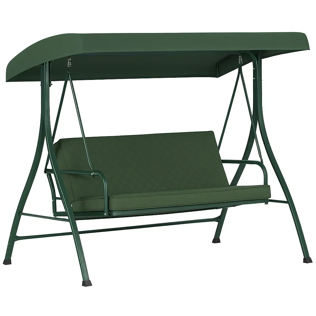 Altalena da Esterno in Acciaio con Cuscini in Tessuto Verde