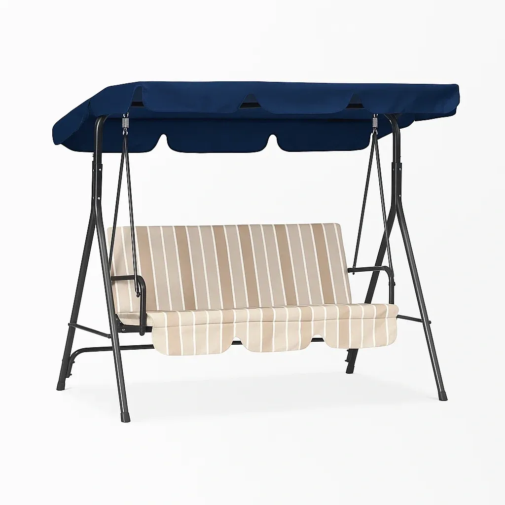 Altalena da Esterno in Metallo con Tenda Regolabile e Cuscino